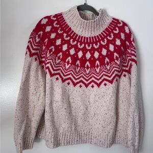 Old Navy Red and Cream Turtleneck Sweater